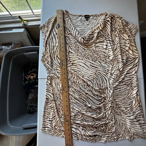 Rafaella Womens Textured Beige Top Size X-Large Cowl Neck Sleeveless Stretch - Picture 6 of 10